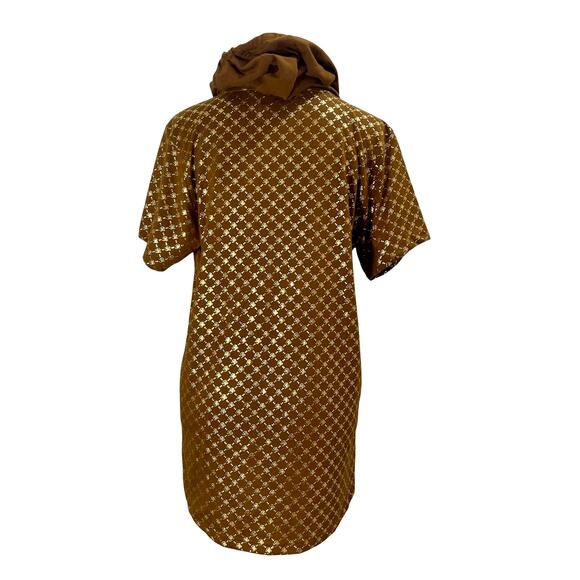 Vintage Y2K Baby Phat Gold Logo Short Sleeve Hoodie T-Shirt Gold Brown - Medium - Picture 6 of 10